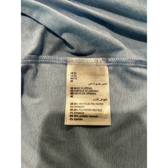 Ideology Women's Plus Size 2X Solid Recycled Pullover Top Short Sleeve Blue B68 - Picture 7 of 8